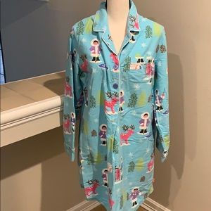 Nick & Nora Flannel Sleepwear Eskimos Turquoise L